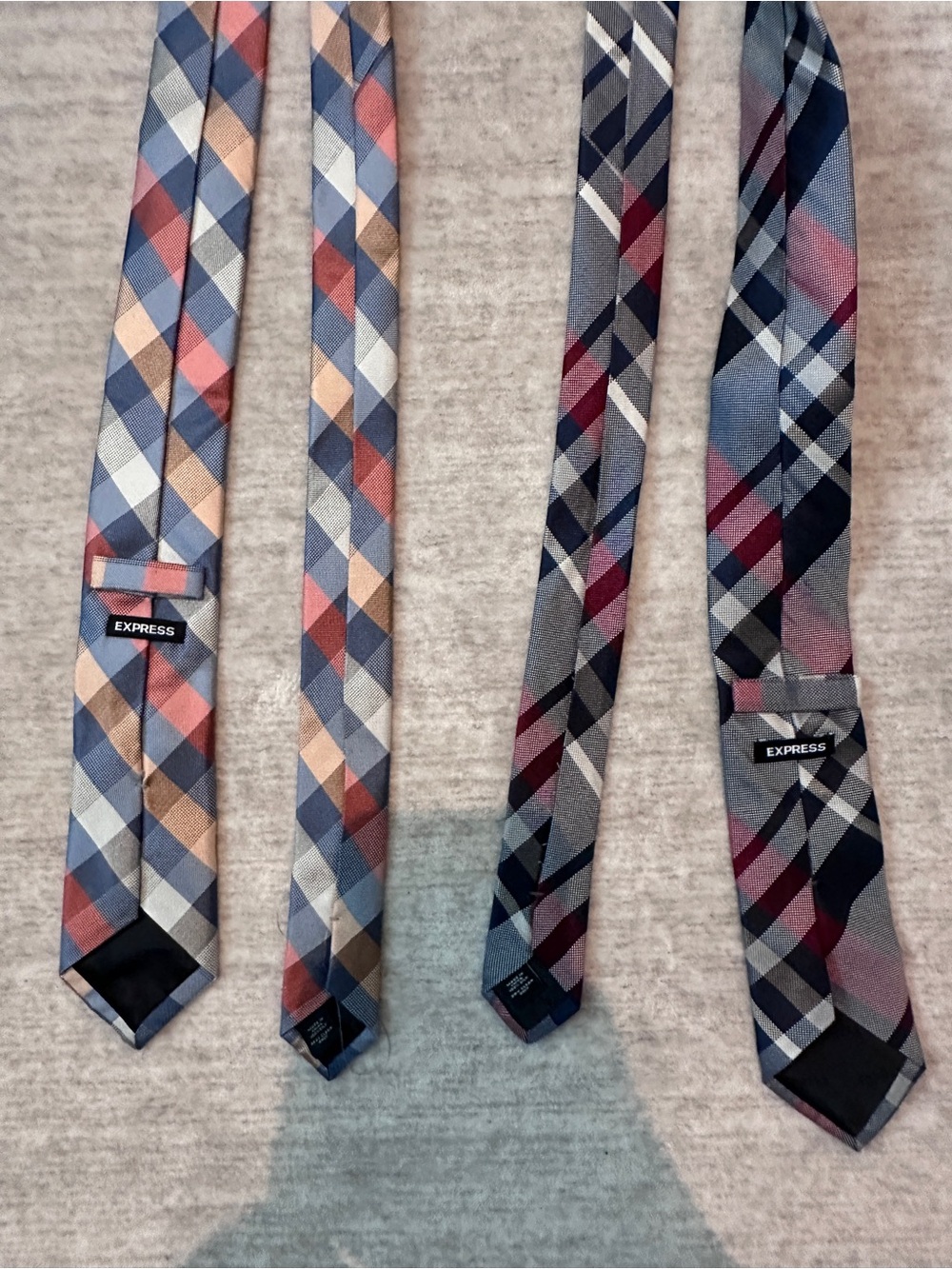 Express Men's Plaid Tie Set in Blue, Gray, Rust, Cream